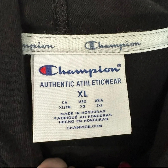 Champion Middleweight T-shirt Hoodie, Script Logo Long Sleeve Black Size XL GUC - Picture 4 of 12